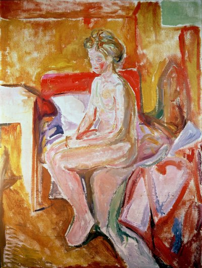 Girl Seated on the Edge of Her Bed by Edvard Munch